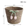 Cesta tejida de ratán y flor de totora, maceta tipo cubo abrazable, decoración creativa para el hogar, adorno de decoración de planta en maceta para interiores
