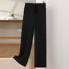 Venta al por mayor transfronteriza del fabricante Pantalones de lana de punto liso engrosados 100% lana para otoño e invierno para mujer, grandes cantidades en stock