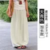 Calça Branca de Tencel Modelo Balão Wide-Leg para Mulheres, Estilo Verão Fino, Petite Cintura Alta Solta Casual Cropped de Algodão e Linho