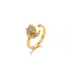Anel Explosões da Amazônia Rotativo Full Diamond Banhado a Ouro 18K Alívio da Ansiedade Anel Flor que Abre Anel Descompressão Atacado