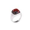 Anillo Yilu de plata esterlina S925 con ámbar sangriento, estilo retro, sencillo y elegante, cuadrado, versátil, geométrico, abierto, de plata.