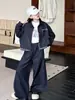 Nuevo conjunto de mezclilla de otoño para niñas mayores, elegante conjunto de dos piezas de chaqueta de mezclilla y jeans para niños