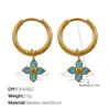 Pendientes Europeos y Americanos de Acero Inoxidable Nuevos Pendientes de Flor de Cuatro Hojas Elegantes Simples Versátiles Pendientes de Estrás de Gama Alta Joyería