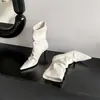 Botas de Tacón Delgado Apilado Fruncidas Punta Fina Adelgazantes 2026 Nuevo Estilo Otoño Coreano Tacón Fino Bota Corta Versátil Temperamento Botas de Moda Martin