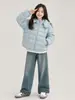 Nueva Chaqueta de Plumón para Niños y Niñas 90% Plumón de Pato Blanco Estudiantes de Secundaria Ropa de Invierno a la Moda Chaqueta con Capucha Plisada de Color Sólido