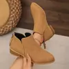Comercio exterior transfronterizo talla grande otoño e invierno 2026 nuevas botas de cuero para mujer, punta fina, cierre trasero, botas Martin casuales de suela gruesa y tacón grueso