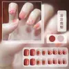 Manicura Uñas Portátiles Crema Linda Estilo Ins Uñas Postizas Dibujo Animado Hecho a Mano Diamante Set de 24 Piezas Uñas de Máquina