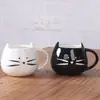 Logotipo Personalizado Cerâmica Gato Fofo Orelhas de Gato Preto e Branco Divertido Beber Café Leite Lembrança Fábrica de Liling