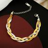 Collar de acero inoxidable con giro europeo y americano, pulsera de trenzado cruzado, cadena para clavícula de hoja trenzada tricolor de acero de titanio