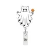 Carretel de Crachá Retrátil Gato Fantasma Desenho Animado Halloween Porta-Crachá de Enfermeira Clipe de Crachá Retrátil Carretel de Crachá para Presente