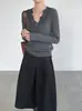 Camisa Base de Malha Gola V Patchwork de Renda Taoguan Melaleuca para Emagrecer 26 Outono Roupa Íntima Slim Suéter YL322