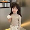 [em estoque meninas camisola de gola alta assentamento camisa outono e inverno novo bebê menina dentro de cor sólida tricô infantil