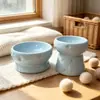 Popular Tazón Cerámico para Mascotas con Temática de Queso, Tazón Elevado para Gatos, Tazón para Comida de Perros y Gatos que Protege el Cuello, Tazón Estético para Alimentación de Mascotas