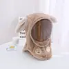 Gorro para niños para otoño e invierno, conjunto unisex de gorro y bufanda para niños, máscara facial protectora a prueba de viento, protección para las orejas, gorro de felpa para ponerse