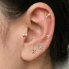 Aretes de acero de titanio con bola retorcida estilo coreano y mariposa micro pavimentada con circonita, multicolor, puño de oreja de nudo de mariposa, broquel para lóbulo