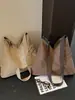 Bolsa de ombro tote de lona lisa estilo minimalista japonês, nova moda 2026, grande capacidade, casual, alta aparência, bolsa de mão