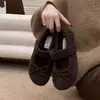 Primer Encuentro Temporada Zapatos Peludos para Mujer Ropa Exterior Otoño/Invierno 2026 Nuevos Zapatos Planos de Hada con Punta Redonda Lazo Versátil Calidez de Felpa Adicional