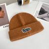 Gorro de lana de cabeza grande para hombre, de invierno, grueso, cálido, con protección para las orejas, tejido con letras, estilo japonés, sencillo y combinable, para mujer.
