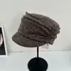 Boina plissada multicolorida estilo coreano, perfeita para outono e inverno, casual e estilosa para o dia a dia, adequada para usar sem maquiagem, chapéu octogonal feminino