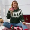 100% RoupaTEMU Transfronteiriço 2026 Novo Suéter Jacquard Estilo Retro Natalino Verde Fair Isle Feminino