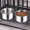 Pote Pet Espessado de Aço Inoxidável Gaiola de Cachorro Tigela de Beber Fixa Pendurada Alimentador de Comida para Gatos Tigela Simples para Cães Grandes