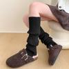 Calcetines de Cachemira con Pie para Mujer de Otoño e Invierno, Gruesos y Cálidos Y2K Tejidos Tubo Largo Pila Gris Estilo Coreano Jk Pantorrilla y Rodilla