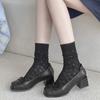 Meias Femininas de Verão Finas de Meia-Panturrilha, Algodão Puro, Meias Folgadas de Malha Branca de Trevo de Quatro Folhas, Meias Longas Sem Costura Combinadas com Sapatos de Couro Pequenos