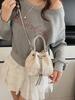 Popular Transfronterizo Cuadros Estilo Étnico Algodón y Lino Bolsa Pequeña 2023 Nuevo Bolso de Mujer Bolso Cruzado Cadena Cartera Cubo