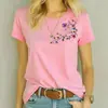 Aliexpress Transfronterizo Jit Venta al por Mayor 2026 Nueva Camiseta Casual de Moda Floral Colorida 2D Cuello Redondo Manga Corta Algodón Puro