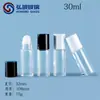 En Stock 30ml 50ml Botella de Vidrio Transparente Redonda Recta con Ruedita, Botella para Aceites Esenciales, Botella Roll-On para Desodorante, Botella Roll-On para Alivio del Dolor