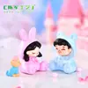 Pijama de nuevo estilo para pareja, micro paisajismo, escritorio, decoración de pastel DIY, accesorios, adornos de animales lindos para pareja
