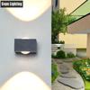 Lámpara de pared exterior impermeable doble cabezal arriba y abajo Cuadrada LED patio pared exterior lateral pasillo escalera