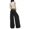 Diseño de cintura de cuadros estilo americano, pantalones casuales de pierna ancha para mujer, nueva colección primavera/otoño, corte holgado, versátiles y con una silueta fluida de pierna recta.