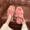 Nuevas zapatillas peludas cómodas de suela plana estilo coreano para otoño e invierno, cálidas, 2026, para mujer, zapatillas de algodón para exteriores, zapatillas sin cordones para mujer