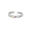Anillo Colorido Simple de Lujo Ligero para Mujer Elegante Nicho Estilo Frío Combinación Arcoíris Apertura Anillo para Dedo Índice con Diamantes de Colores para Mujer
