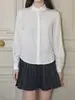 Camisa Francesa de Cuello Superpuesto/Camisa de Manga Larga con Cuello de Muñeca de Acetato de Tencel Top de Manga de Linterna para Mujer