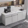 Balcão de água para empresa com armário integrado, armário de chá para escritório com pia, bancada de trabalho para café com lavatório, armário de cozinha