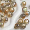 Ding Yi K16 Cuentas Redondas Pluma de Polvo de Estrellas Resina Galvanizada con Agujero Pasante Accesorios de Joyería Hechos a Mano para Cadena de Teléfono Móvil