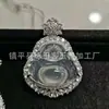 Colgante de Buda de Calcedonia Blanco Hielo Incrustado Plateado de Alta Calidad, Colgante Incrustado de Buda Maitreya de Ágata Natural para Mujer