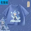 Camiseta de Manga Corta para Niños Ao Bing Verano 2025 Nueva Moda Nacional Infantil Algodón Puro Transpirable de Manga Media Grande para Niños Fresco de Verano