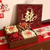 Caja de frutas secas de cuatro compartimentos para nacimiento prematuro de un hijo noble en una boda, bandeja de dulces dividida de madera maciza, caja de regalo para compromiso y inauguración de casa, decoración de escritorio