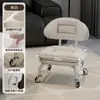 Taburete Pequeño Doméstico Giratorio con Ruedas, Taburete Bajo con Ruedas, Taburete Amigable para Niños con Ruedas, Taburete Redondo Perezoso con Respaldo