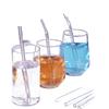 Pajita de Vidrio No Desechable Transparente Resistente al Agua Caliente Taza Larga Estudiante Femenina Versión Coreana Linda Gruesa Venta al por Mayor