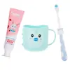 Tela Dorada Nuevo Bebé cepillado Taza para Cepillar Dientes pasta de dientes cepillo de dientes set pasta de dientes baja en flúor a prueba de polillas tres piezas 6383
