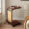 Mesa de Café Mini Pequeña Simple para Dormitorio Mesita de Noche Pequeña Mesa Lateral Desmontable para Sala de Estar Sofá Mesa de Té con Ruedas