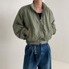 Chaqueta de trabajo con cuello alto MYQ para hombre, primavera y otoño, estilo coreano, holgada, moderna, de color sólido, de alta calidad, con cremallera corta