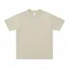 Camiseta de Algodão Puro Pesado com Costura de Três Agulhas, 500g, Cor Cinza Fumaça, Gola Redonda, Manga Curta, Estilo Casual Americano, Cor Sólida, Modelagem Solta, Camisa Básica