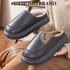 Chinelos de algodão masculinos, novo estilo outono/inverno 2026, chinelos antiderrapantes para casa para idosos, design simples, adequados para casais, com design de bico fechado, também disponíveis para mulheres