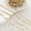 Acessórios para Joias DIY Corrente Banhada a Ouro 14K Cristal Oval Peças em Formato de Losango Acessórios para Roupas Cor-Preservante Corrente Solta Materiais