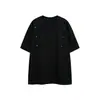 Yidao Vintage 2026 Verão Novo Retrô Americano Desconstruído Design de Rebite Gola Redonda Solta Casual Unissex Manga Curta Camiseta